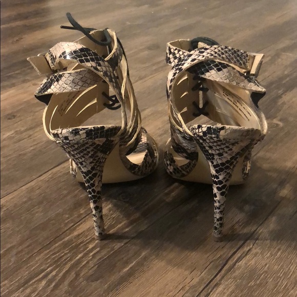 Lace-up Faux Snakeskin Heels - Picture 3 of 6